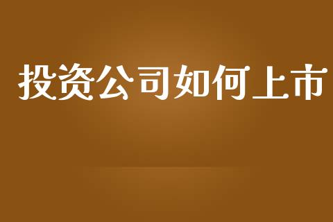 投资公司如何上市_https://www.apanben.com_国际财经_第1张