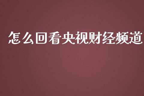 怎么回看央视财经频道_https://www.apanben.com_期货学院_第1张