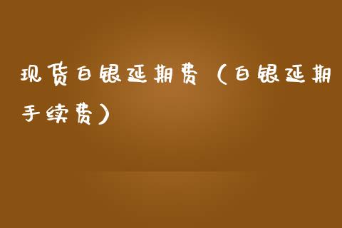 现货白银延期费（白银延期手续费）_https://www.apanben.com_期货学院_第1张