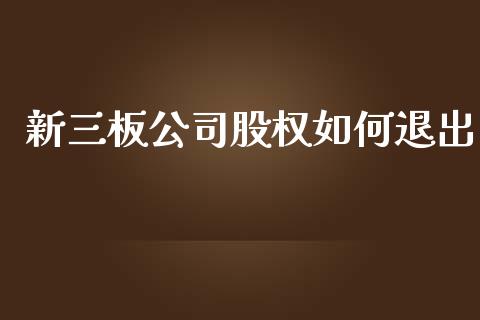 新三板公司股权如何退出_https://www.apanben.com_国际财经_第1张