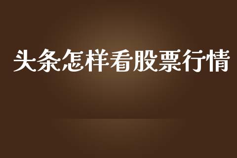 头条怎样看股票行情_https://www.apanben.com_股市分析_第1张