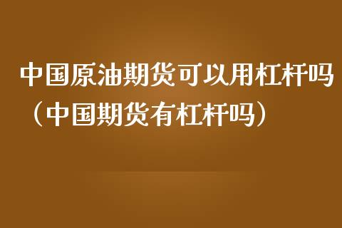 中国原油期货可以用杠杆吗（中国期货有杠杆吗）_https://www.apanben.com_期货学院_第1张