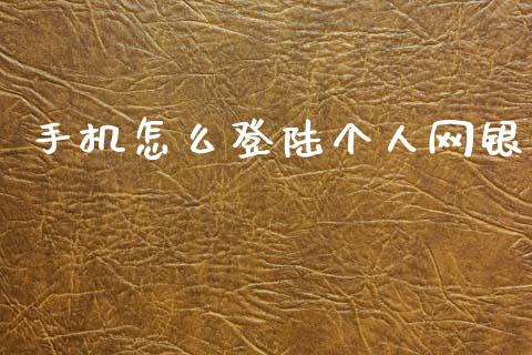 手机怎么登陆个人网银_https://www.apanben.com_期货学院_第1张