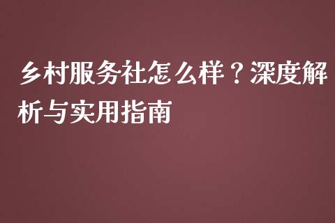 乡村服务社怎么样？深度解析与实用指南_https://www.apanben.com_期货学院_第1张