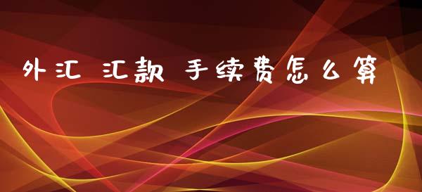外汇 汇款 手续费怎么算_https://www.apanben.com_国际财经_第1张
