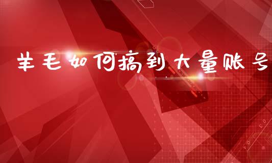 羊毛如何搞到大量账号_https://www.apanben.com_股市指导_第1张