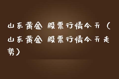 山东黄金 股票行情今天（山东黄金 股票行情今天走势）_https://www.apanben.com_股市分析_第1张