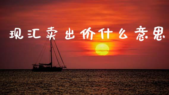 现汇卖出价什么意思_https://www.apanben.com_国际财经_第1张