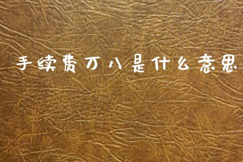 手续费万八是什么意思_https://www.apanben.com_国际财经_第1张