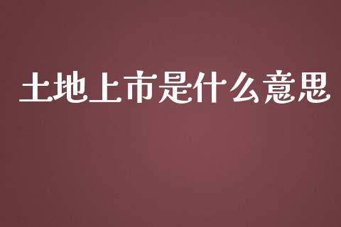 土地上市是什么意思_https://www.apanben.com_国际期货_第1张