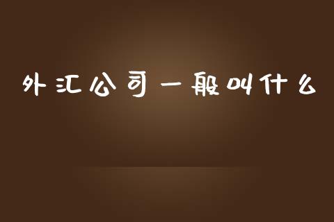 外汇公司一般叫什么_https://www.apanben.com_国际期货_第1张