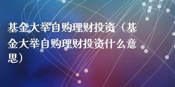 基金大举自购理财投资（基金大举自购理财投资什么意思）_https://www.apanben.com_财经资讯_第1张