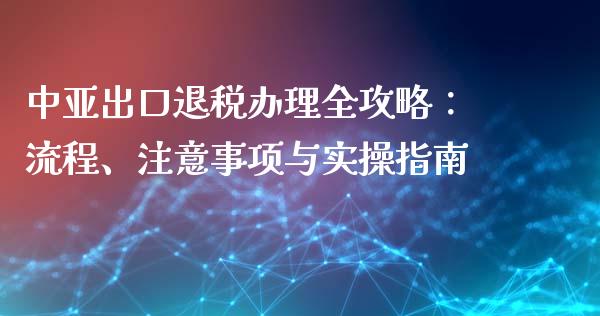 中亚出口退税办理全攻略：流程、注意事项与实操指南_https://www.apanben.com_股票怎么玩_第1张