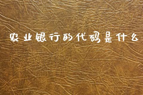 农业银行的代码是什么_https://www.apanben.com_财经资讯_第1张