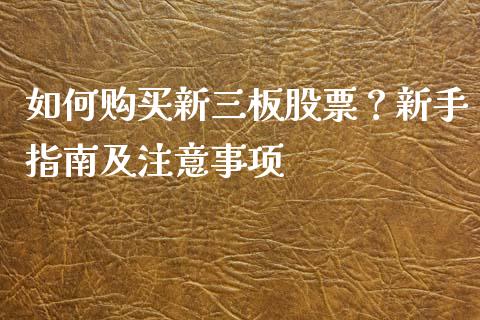 如何购买新三板股票？新手指南及注意事项_https://www.apanben.com_财经资讯_第1张