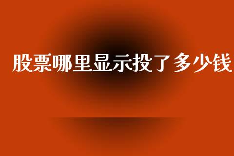 股票哪里显示投了多少钱_https://www.apanben.com_国际财经_第1张