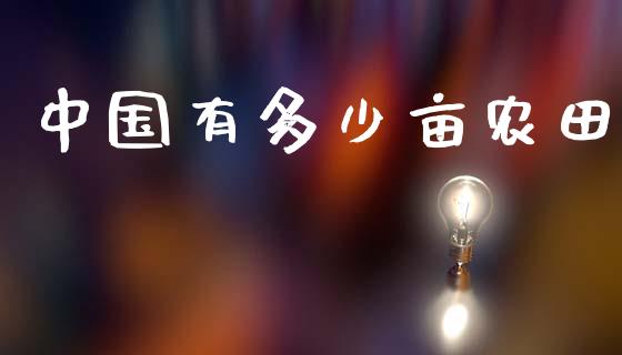 中国有多少亩农田_https://www.apanben.com_股市分析_第1张
