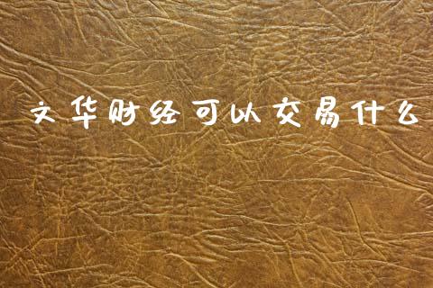 文华财经可以交易什么_https://www.apanben.com_股市分析_第1张