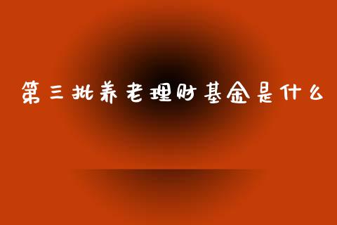 第三批养老理财基金是什么_https://www.apanben.com_国际财经_第1张