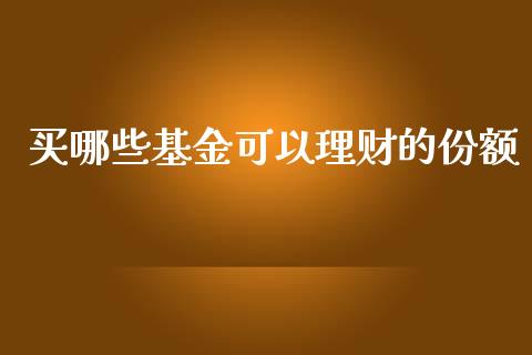 买哪些基金可以理财的份额_https://www.apanben.com_国际财经_第1张