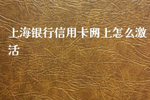 上海银行信用卡网上怎么激活_https://www.apanben.com_在线喊单_第1张