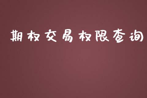 期权交易权限查询_https://www.apanben.com_股市指导_第1张