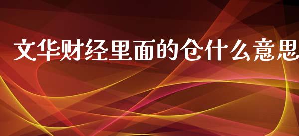 文华财经里面的仓什么意思_https://www.apanben.com_财经资讯_第1张