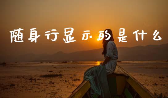 随身行显示的是什么_https://www.apanben.com_国际财经_第1张