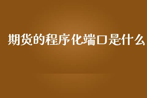 期货的程序化端口是什么_https://www.apanben.com_国际期货_第1张