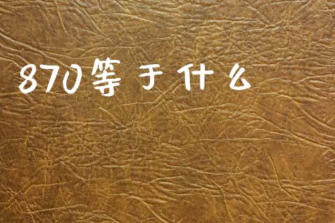 870等于什么_https://www.apanben.com_股市指导_第1张