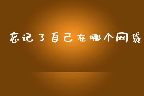 忘记了自己在哪个网贷_https://www.apanben.com_股市指导_第1张
