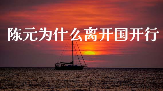 陈元为什么离开国开行_https://www.apanben.com_国际财经_第1张