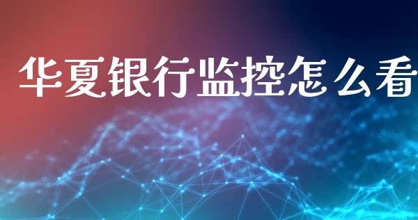 华夏银行监控怎么看_https://www.apanben.com_股市分析_第1张