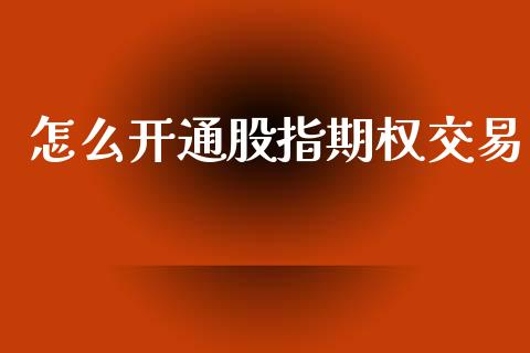 怎么开通股指期权交易_https://www.apanben.com_国际期货_第1张