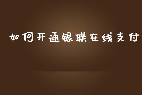 如何开通银联在线支付_https://www.apanben.com_在线喊单_第1张