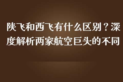陕飞和西飞有什么区别？深度解析两家航空巨头的不同_https://www.apanben.com_财经资讯_第1张
