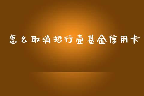怎么取消招行壹基金信用卡_https://www.apanben.com_股市指导_第1张
