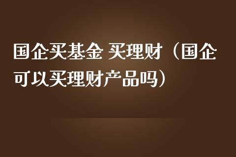 国企买基金 买理财（国企可以买理财产品吗）_https://www.apanben.com_财经资讯_第1张