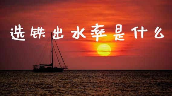 选铁出水率是什么_https://www.apanben.com_国际财经_第1张