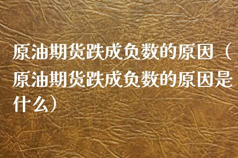 原油期货跌成负数的原因（原油期货跌成负数的原因是什么）_https://www.apanben.com_期货学院_第1张