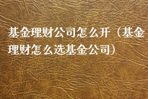 基金理财公司怎么开（基金理财怎么选基金公司）_https://www.apanben.com_国际财经_第1张