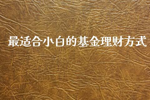 最适合小白的基金理财方式_https://www.apanben.com_国际财经_第1张