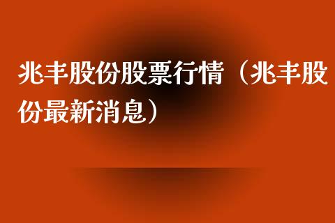 兆丰股份股票行情（兆丰股份最新消息）_https://www.apanben.com_股市分析_第1张