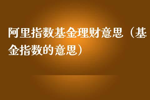 阿里指数基金理财意思（基金指数的意思）_https://www.apanben.com_财经资讯_第1张