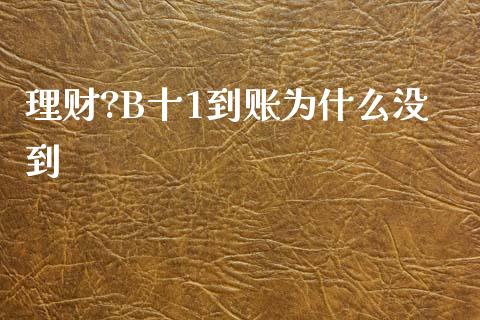 理财?B十1到账为什么没到_https://www.apanben.com_国际财经_第1张