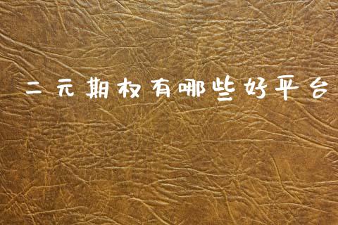 二元期权有哪些好平台_https://www.apanben.com_国际财经_第1张