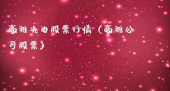 豪雅光电股票行情（豪雅公司股票）_https://www.apanben.com_股市指导_第1张
