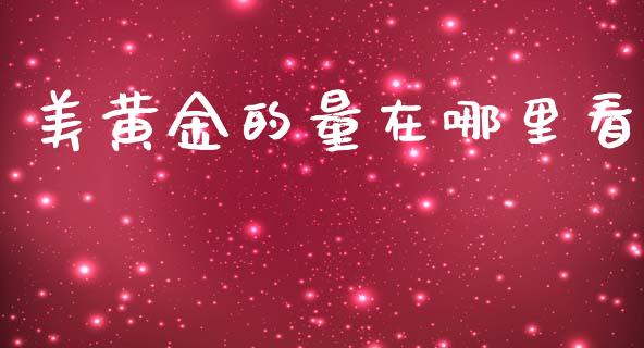 美黄金的量在哪里看_https://www.apanben.com_股票怎么玩_第1张