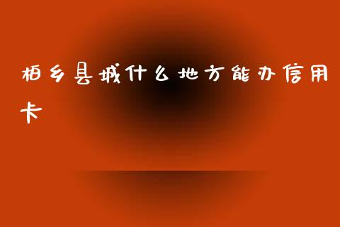 柏乡县城什么地方能办信用卡_https://www.apanben.com_国际财经_第1张