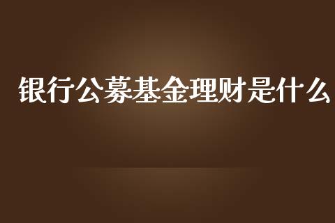银行公募基金理财是什么_https://www.apanben.com_国际财经_第1张